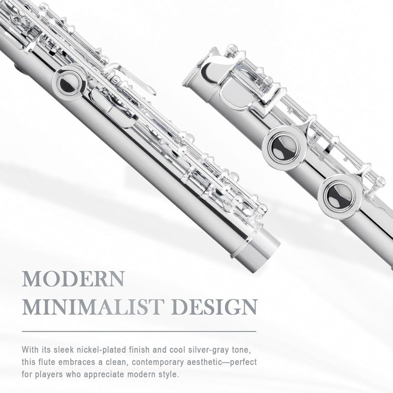 SONICAKE Nickel-plated C Flutes, Closed Hole 16Keys Flute for Beginner Student, Flute Instrument with Cleaning Kit, Carrying Case, Gloves, Tuning Rod, QFL-01 - Image 3